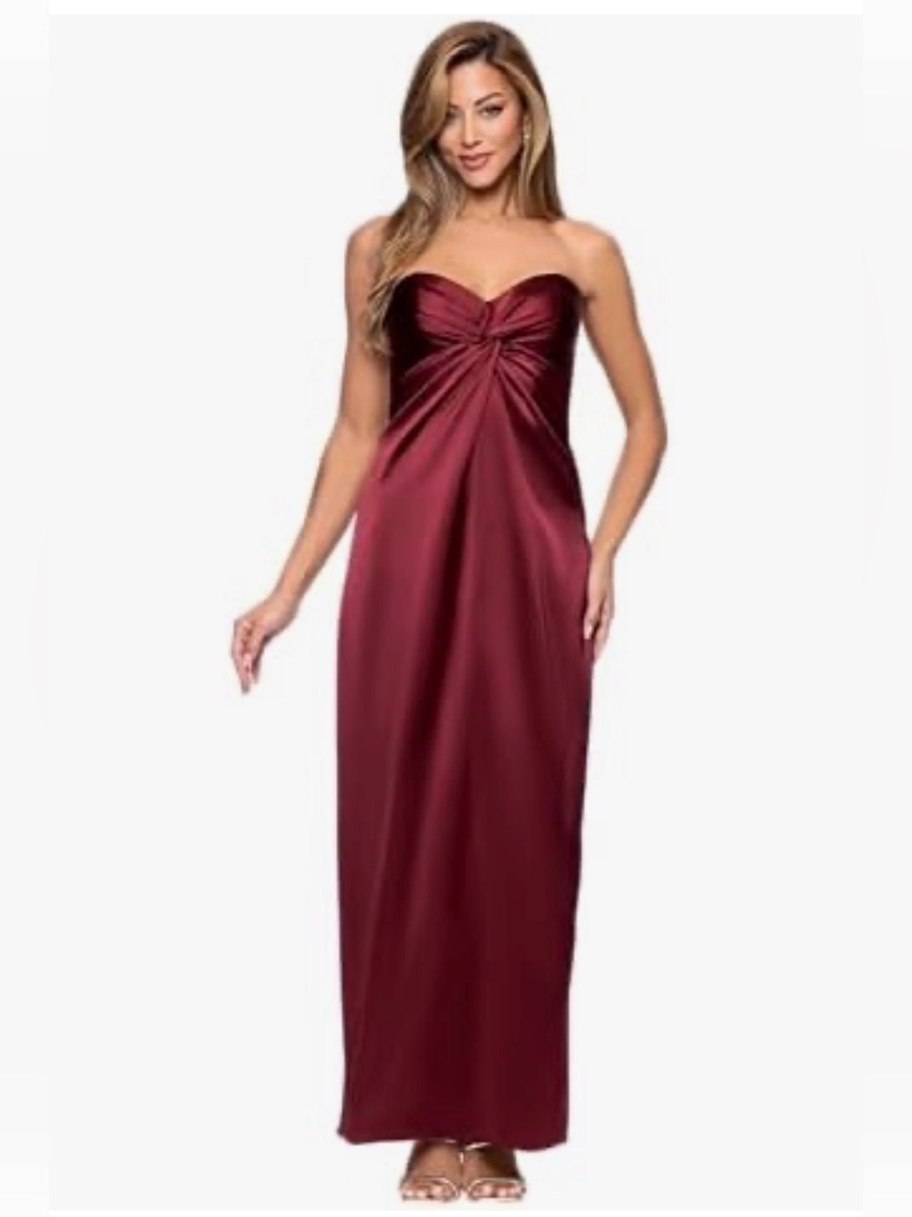 Brand: Xscape
Xscape Womens Satin Strapless Knot Front Floor Length Dress Wine